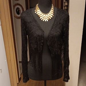 Black Fringe Cardigan